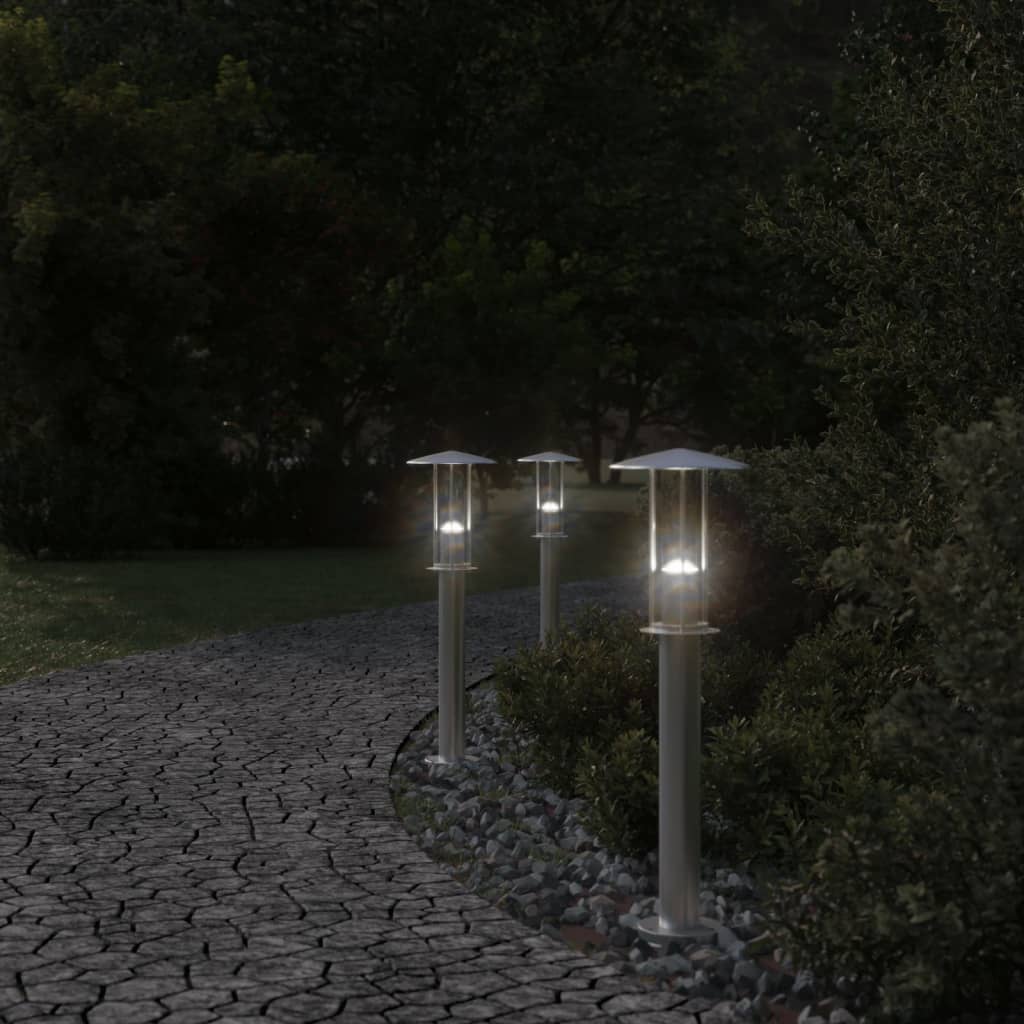 vidaXL Lampă exterioară de podea, argintiu, 60 cm, oțel inoxidabil vidaXL Lampă exterioară de podea, argintiu, 60 cm, oțel inoxidabil
