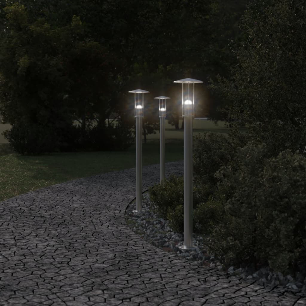 vidaXL Lampă exterioară de podea, argintiu, 100 cm, oțel inoxidabil vidaXL Lampă exterioară de podea, argintiu, 100 cm, oțel inoxidabil