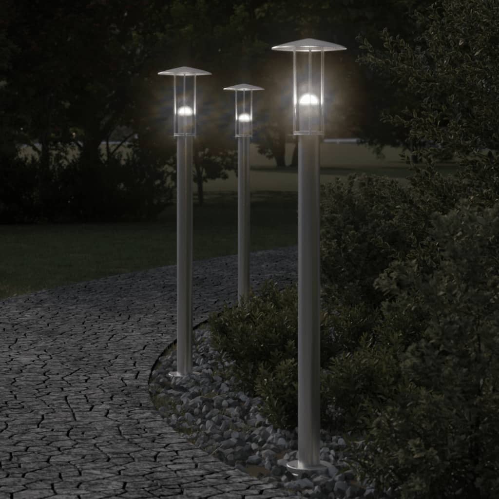vidaXL Lampă exterioară de podea, argintiu, 100 cm, oțel inoxidabil vidaXL Lampă exterioară de podea, argintiu, 100 cm, oțel inoxidabil