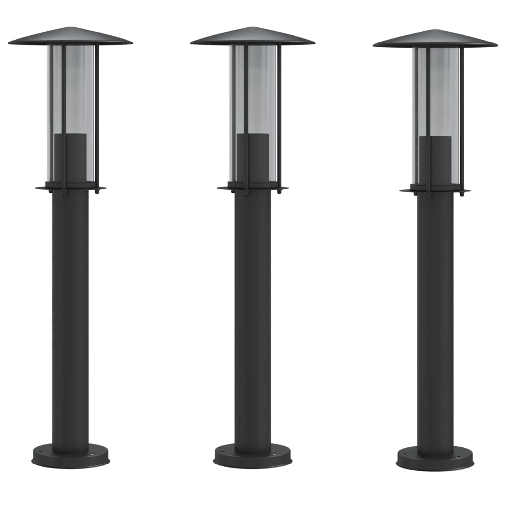 vidaXL Lămpi de podea de exterior 3 buc. negru 60 cm oțel inoxidabil vidaXL Lămpi de podea de exterior 3 buc. negru 60 cm oțel inoxidabil