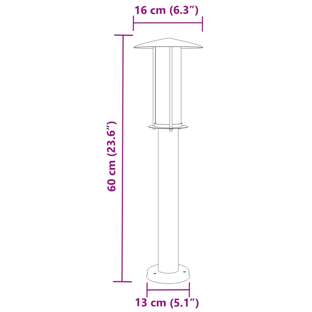 vidaXL Lămpi de podea de exterior 3 buc. negru 60 cm oțel inoxidabil vidaXL Lămpi de podea de exterior 3 buc. negru 60 cm oțel inoxidabil