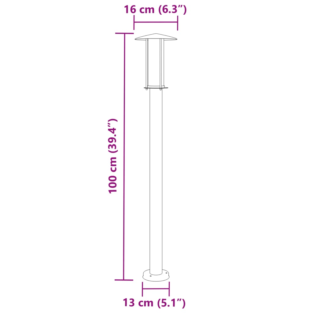 vidaXL Lampă exterioară de podea, negru, 100 cm, oțel inoxidabil vidaXL Lampă exterioară de podea, negru, 100 cm, oțel inoxidabil