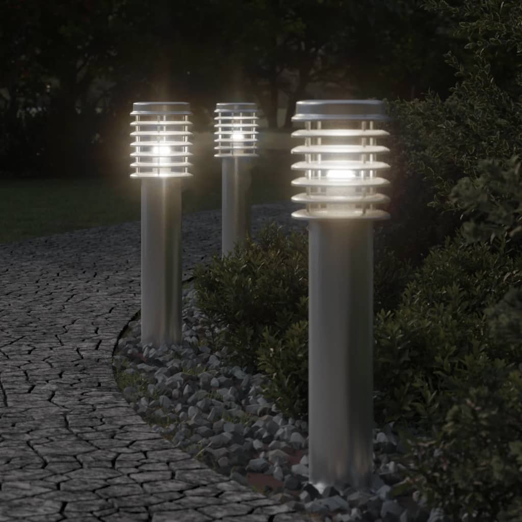 vidaXL Lampă exterioară de podea, argintiu, 60 cm, oțel inoxidabil vidaXL Lampă exterioară de podea, argintiu, 60 cm, oțel inoxidabil