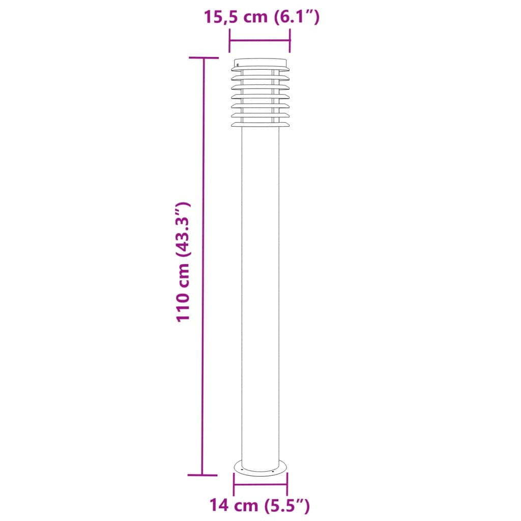 vidaXL Lampă exterioară de podea, argintiu, 110 cm, oțel inoxidabil vidaXL Lampă exterioară de podea, argintiu, 110 cm, oțel inoxidabil