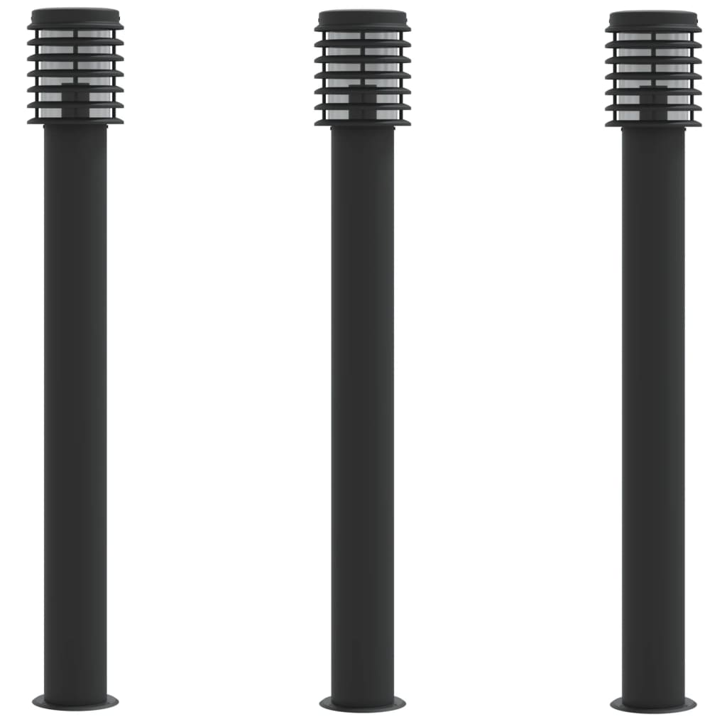vidaXL Lămpi de podea de exterior 3 buc. negru 110 cm oțel inoxidabil vidaXL Lămpi de podea de exterior 3 buc. negru 110 cm oțel inoxidabil