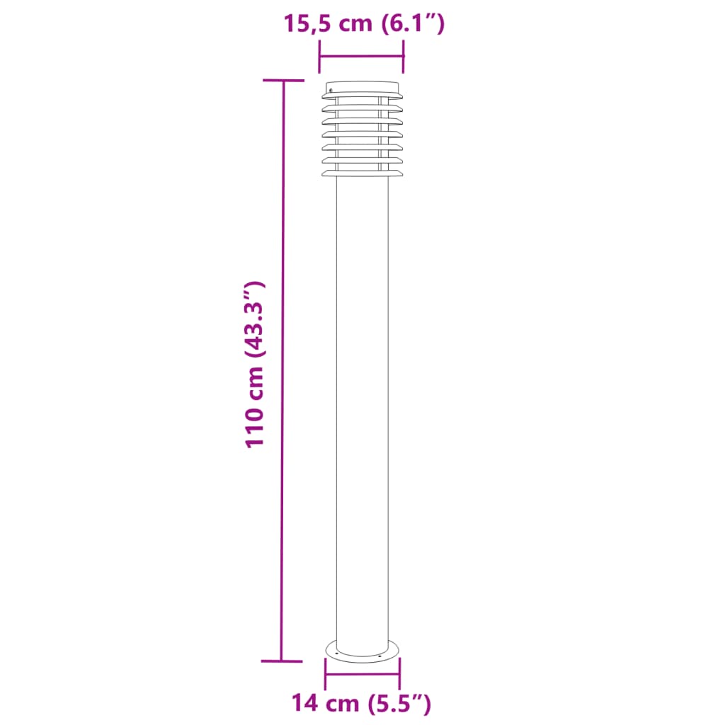 vidaXL Lămpi de podea de exterior 3 buc. negru 110 cm oțel inoxidabil vidaXL Lămpi de podea de exterior 3 buc. negru 110 cm oțel inoxidabil