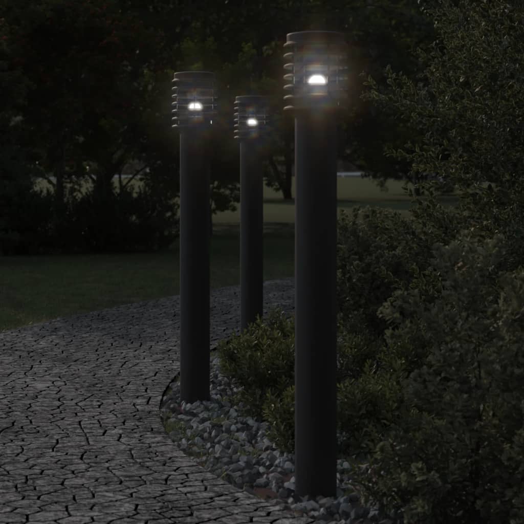vidaXL Lămpi de podea de exterior 3 buc. negru 110 cm oțel inoxidabil vidaXL Lămpi de podea de exterior 3 buc. negru 110 cm oțel inoxidabil