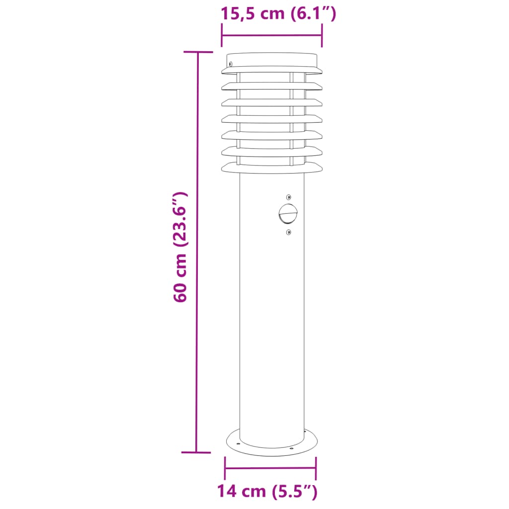 vidaXL Lămpi exterioare de podea senzor 3 buc argintiu 60 cm oțel inox vidaXL Lămpi exterioare de podea senzor 3 buc argintiu 60 cm oțel inox