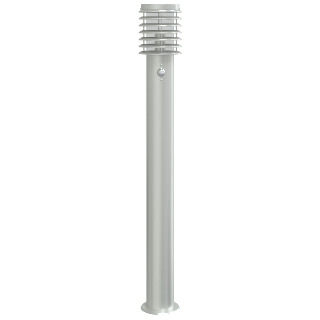vidaXL Lămpi exterioare de podea senzor 3 buc argintiu 110cm oțel inox vidaXL Lămpi exterioare de podea senzor 3 buc argintiu 110cm oțel inox