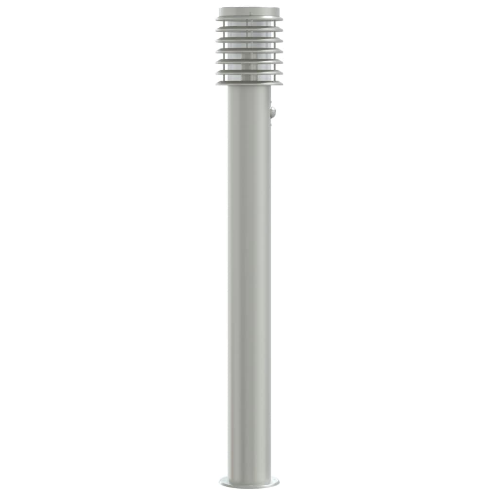 vidaXL Lămpi exterioare de podea senzor 3 buc argintiu 110cm oțel inox vidaXL Lămpi exterioare de podea senzor 3 buc argintiu 110cm oțel inox