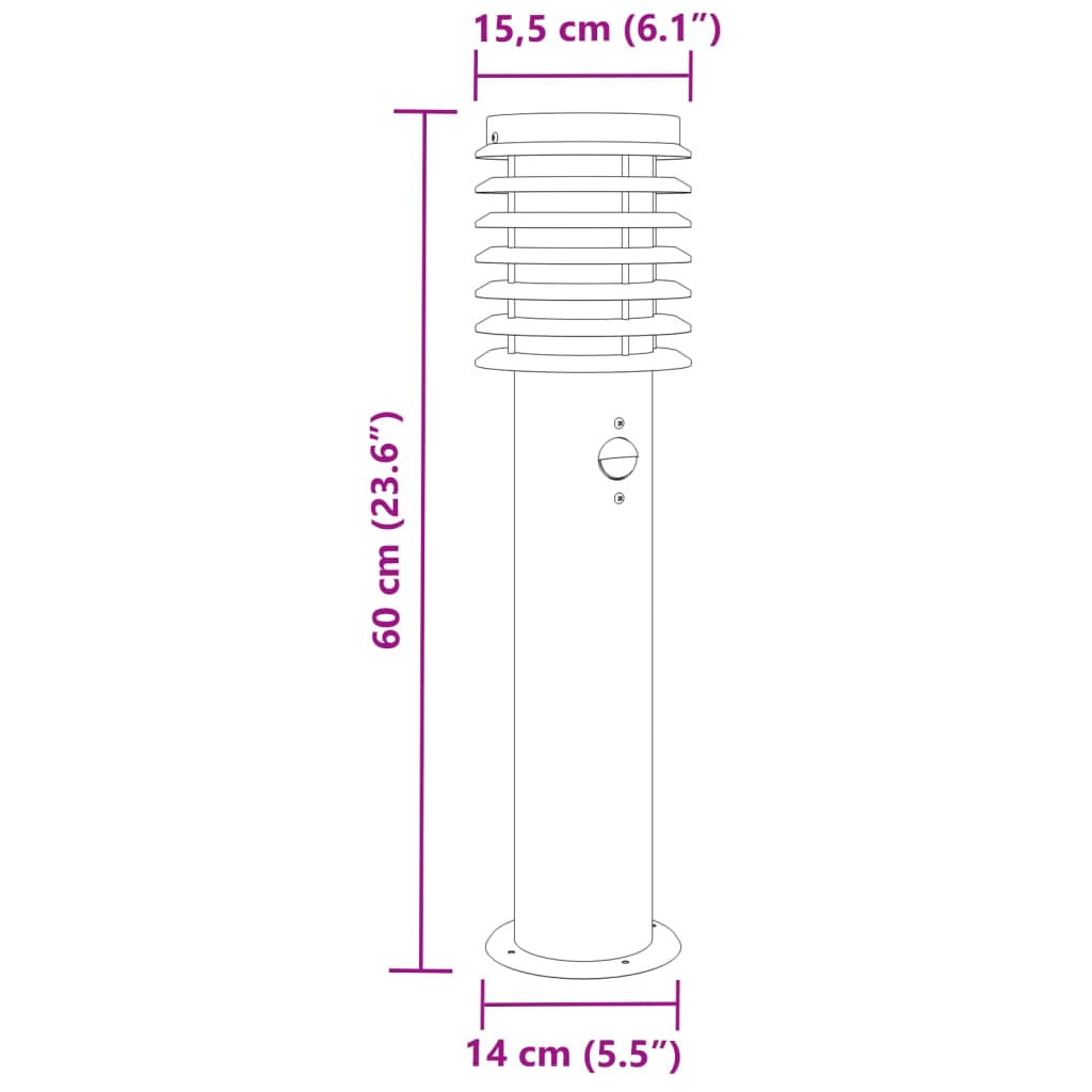 vidaXL Lămpi exterioare de podea senzori 3 buc. negru 60 cm oțel inox vidaXL Lămpi exterioare de podea senzori 3 buc. negru 60 cm oțel inox