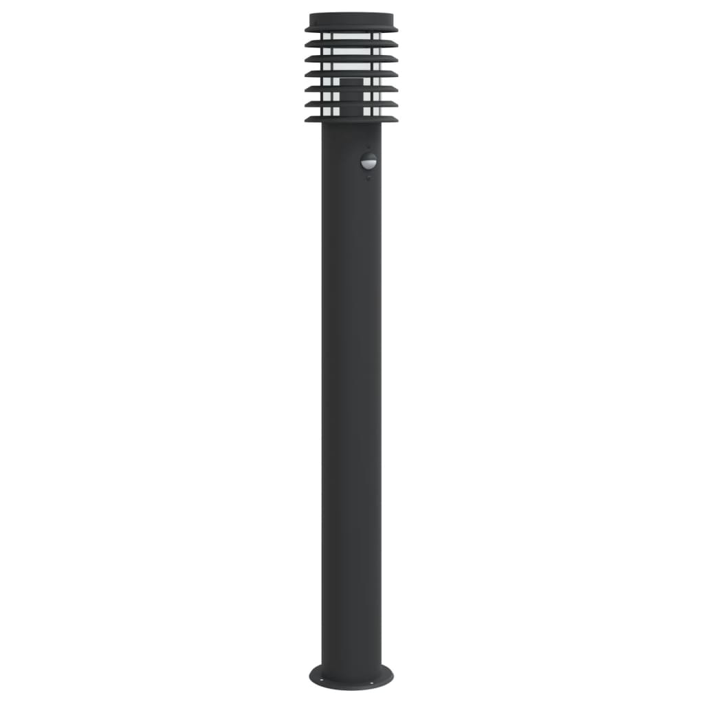 vidaXL Lampă exterioară de podea cu senzor, negru, 110 cm, oțel inox