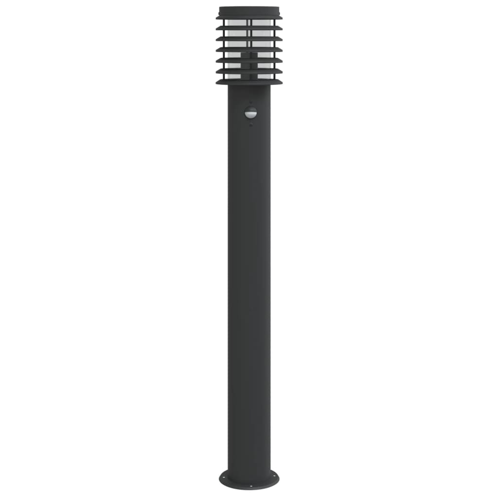 vidaXL Lampă exterioară de podea cu senzor, negru, 110 cm, oțel inox