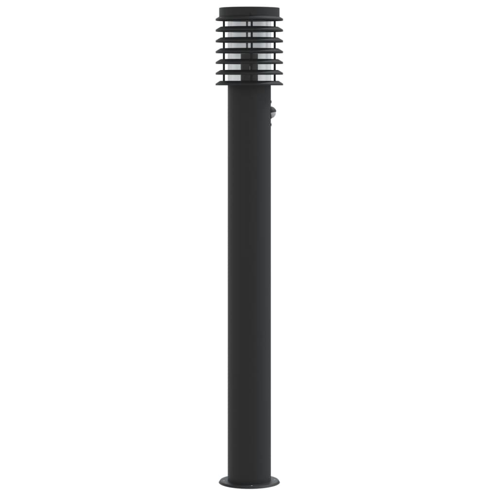 vidaXL Lampă exterioară de podea cu senzor, negru, 110 cm, oțel inox