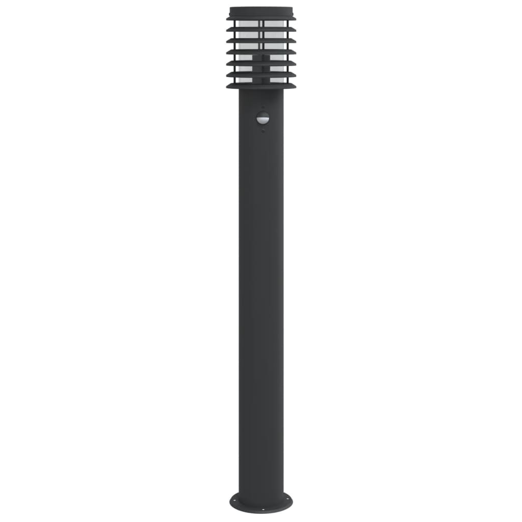vidaXL Lămpi exterioare de podea senzori 3 buc. negru 110 cm oțel inox vidaXL Lămpi exterioare de podea senzori 3 buc. negru 110 cm oțel inox