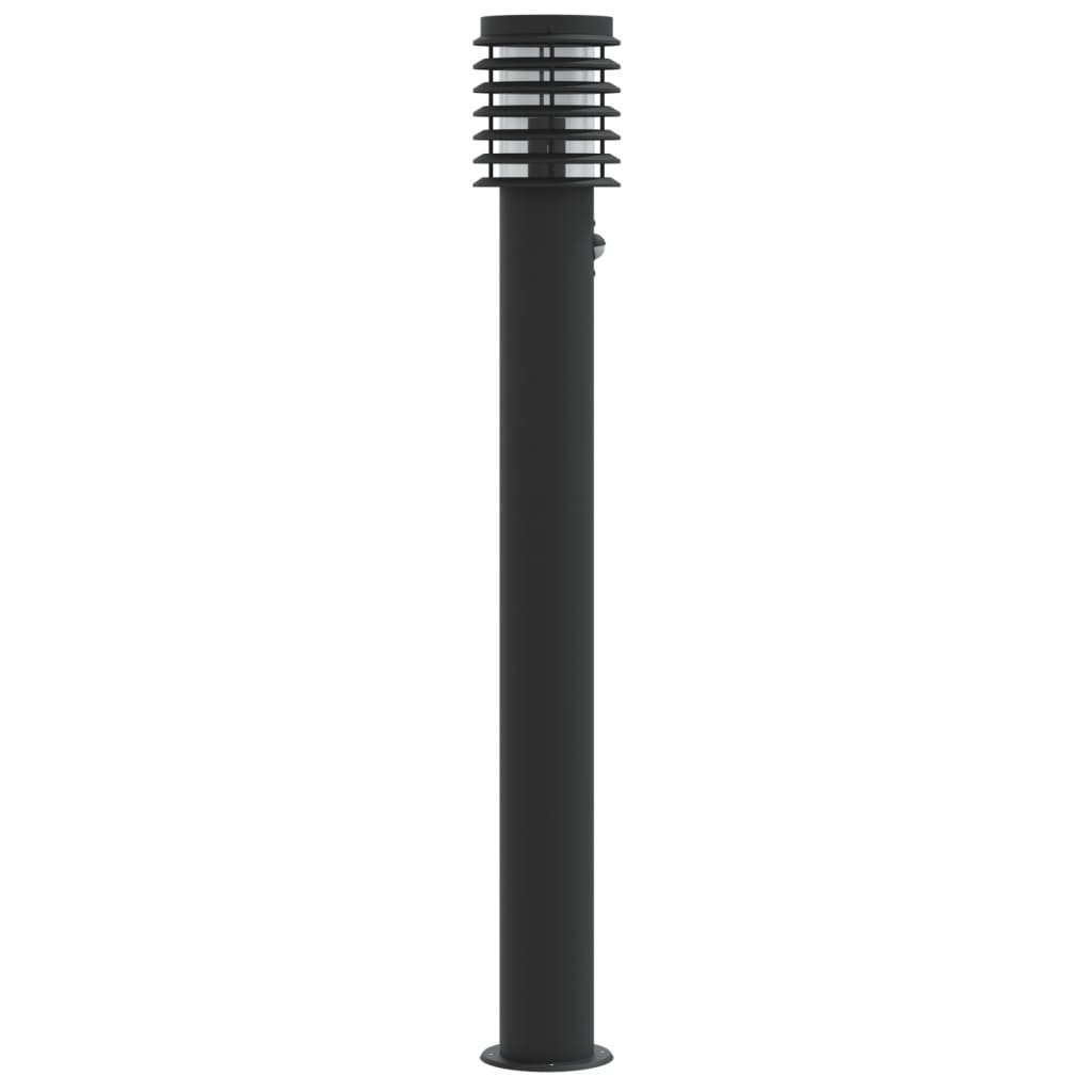 vidaXL Lămpi exterioare de podea senzori 3 buc. negru 110 cm oțel inox vidaXL Lămpi exterioare de podea senzori 3 buc. negru 110 cm oțel inox