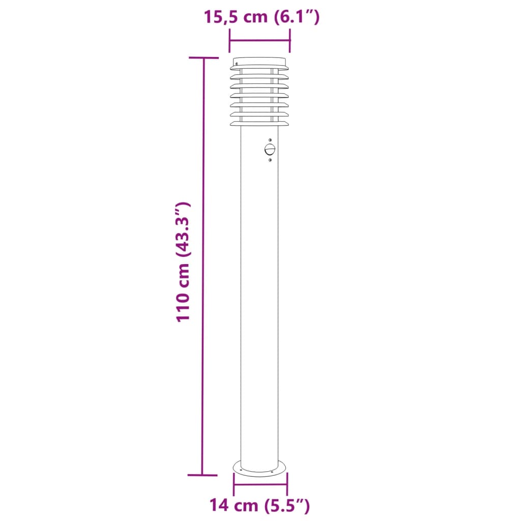 vidaXL Lămpi exterioare de podea senzori 3 buc. negru 110 cm oțel inox vidaXL Lămpi exterioare de podea senzori 3 buc. negru 110 cm oțel inox