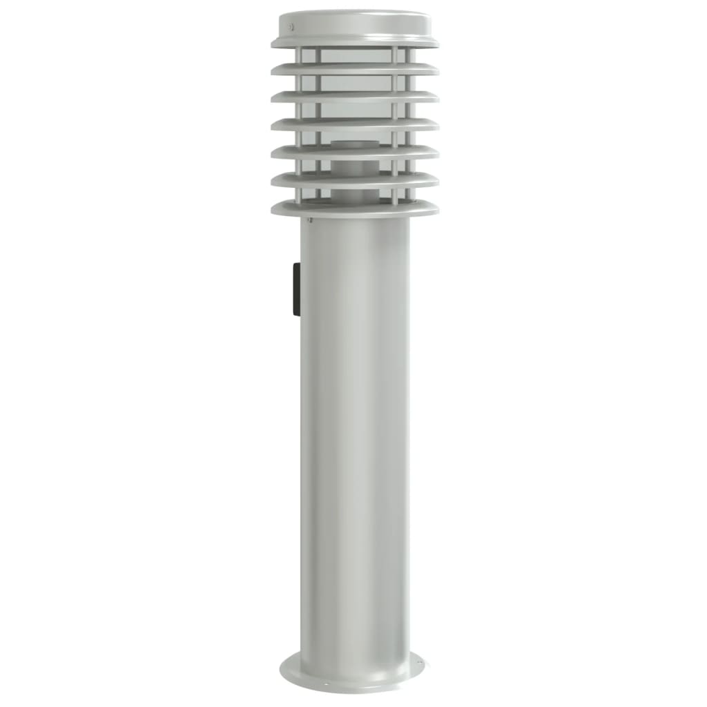 vidaXL Lampă exterioară de podea cu priză, argintiu, 60 cm, oțel inox vidaXL Lampă exterioară de podea cu priză, argintiu, 60 cm, oțel inox