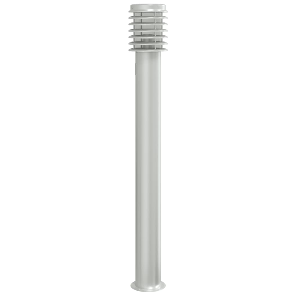 vidaXL Lampă de podea de exterior cu priză, argintiu, 110cm, oțel inox