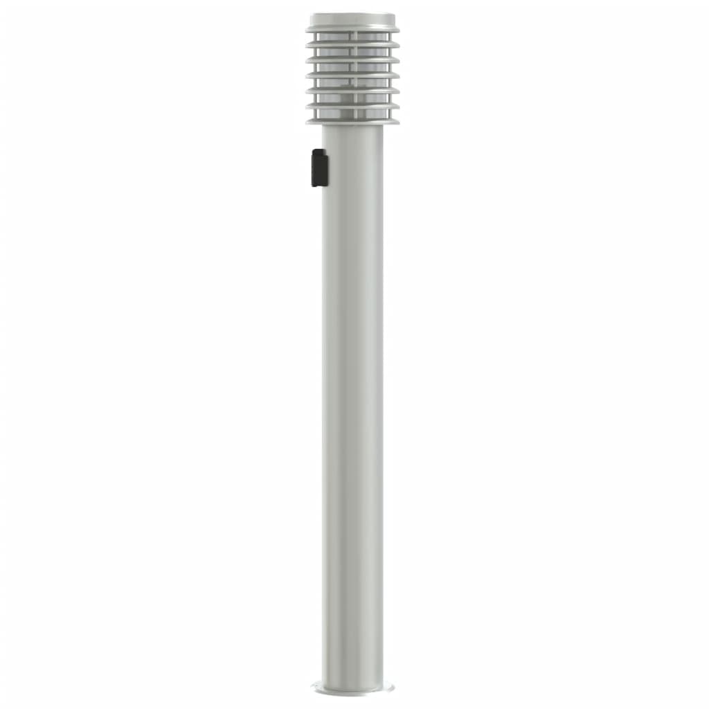 vidaXL Lampă de podea de exterior cu priză, argintiu, 110cm, oțel inox