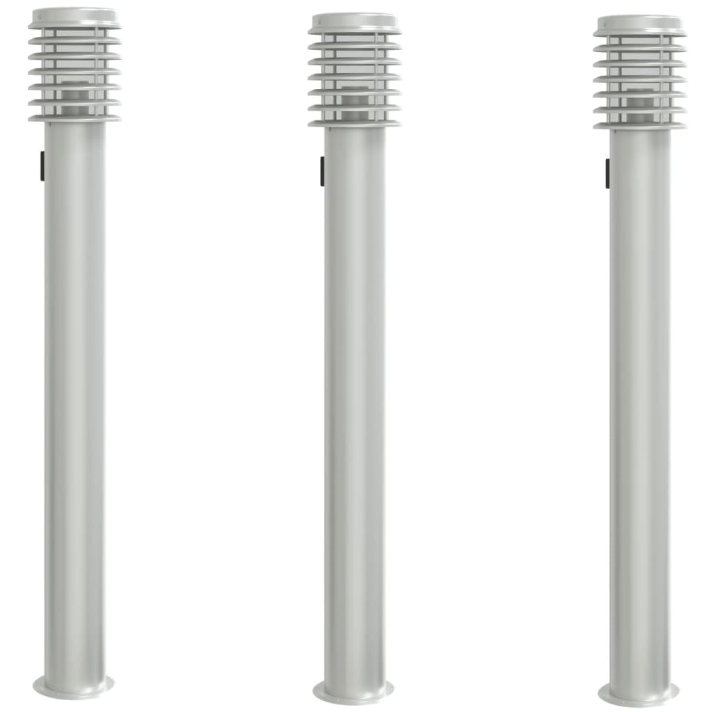 vidaXL Lămpi de podea de exterior 3 buc argintiu 110cm oțel inoxidabil vidaXL Lămpi de podea de exterior 3 buc argintiu 110cm oțel inoxidabil