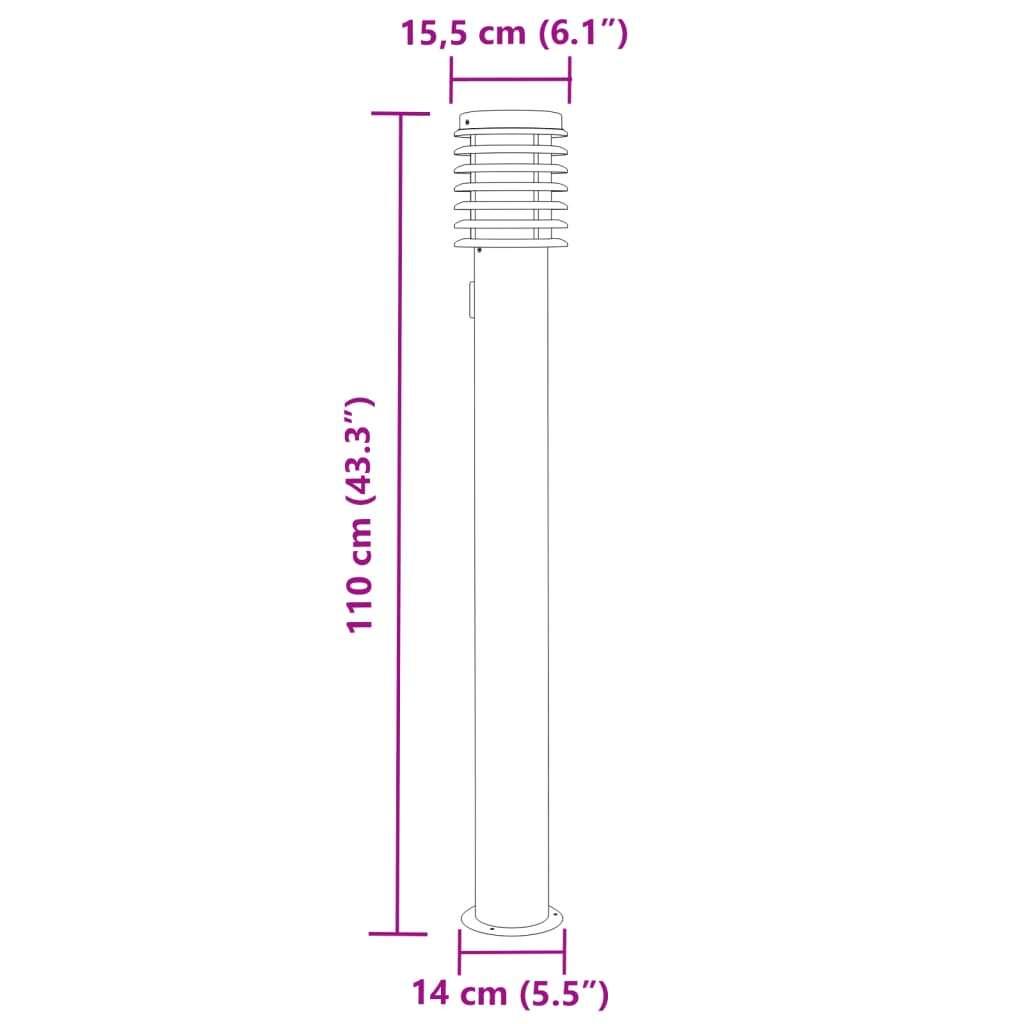 vidaXL Lămpi de podea de exterior 3 buc argintiu 110cm oțel inoxidabil vidaXL Lămpi de podea de exterior 3 buc argintiu 110cm oțel inoxidabil