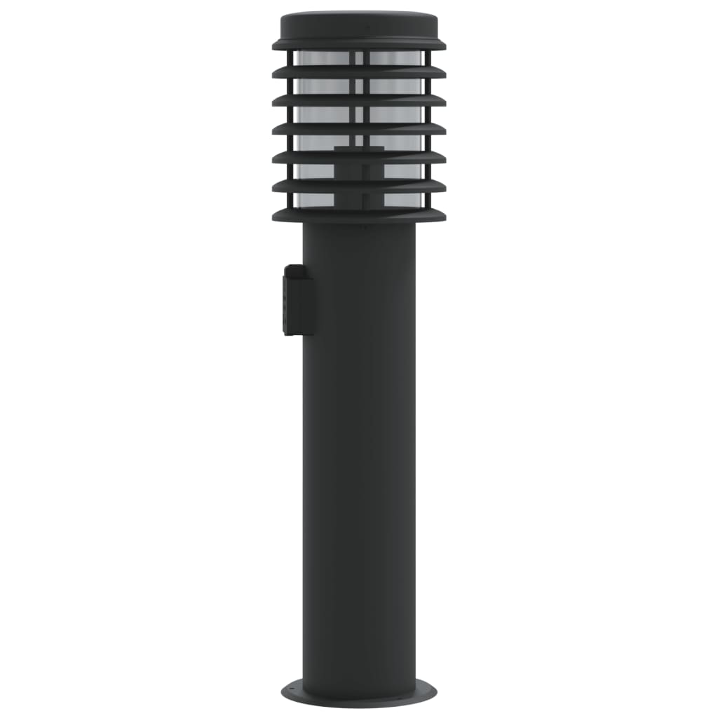 vidaXL Lampă exterioară de podea cu priză, negru, 60 cm, oțel inox vidaXL Lampă exterioară de podea cu priză, negru, 60 cm, oțel inox