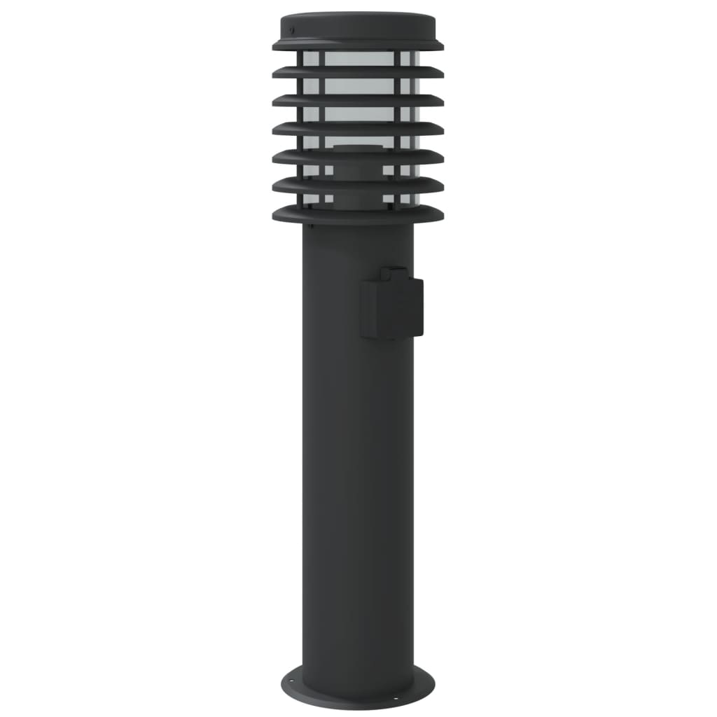 vidaXL Lampă exterioară de podea cu priză, negru, 60 cm, oțel inox vidaXL Lampă exterioară de podea cu priză, negru, 60 cm, oțel inox