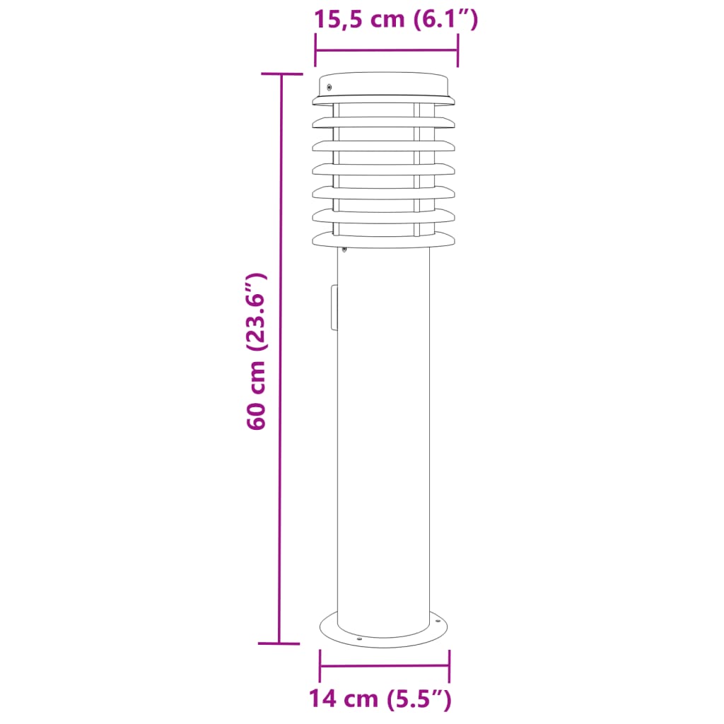 vidaXL Lampă exterioară de podea cu priză, negru, 60 cm, oțel inox vidaXL Lampă exterioară de podea cu priză, negru, 60 cm, oțel inox