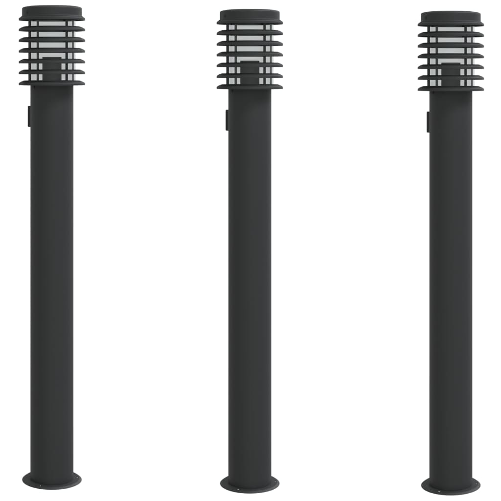 vidaXL Lămpi de podea de exterior 3 buc negru 110 cm oțel inoxidabil vidaXL Lămpi de podea de exterior 3 buc negru 110 cm oțel inoxidabil