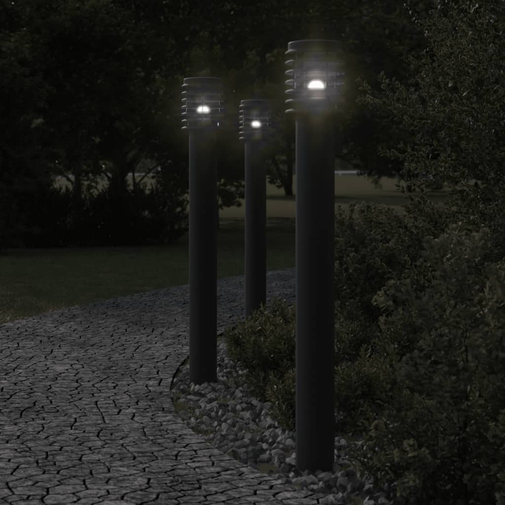 vidaXL Lămpi de podea de exterior 3 buc negru 110 cm oțel inoxidabil vidaXL Lămpi de podea de exterior 3 buc negru 110 cm oțel inoxidabil