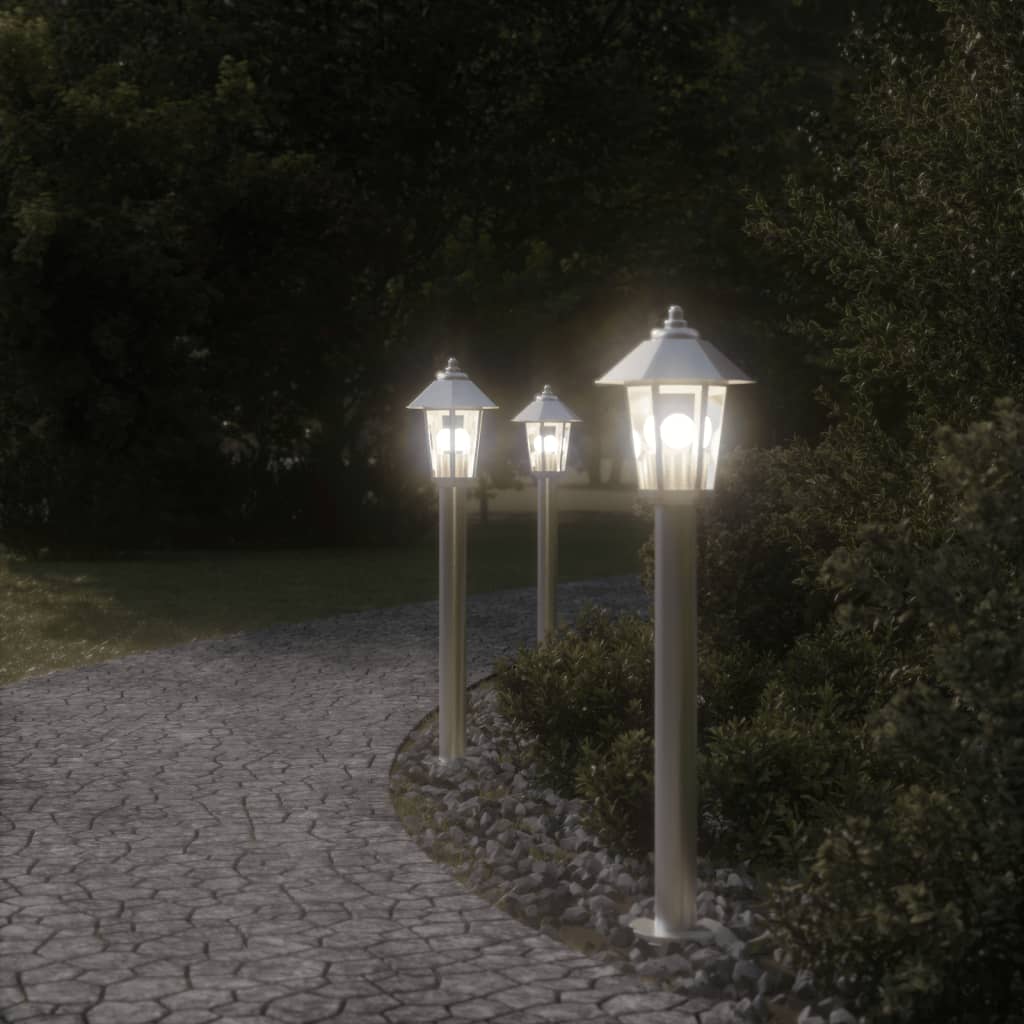 vidaXL Lampă exterioară de podea, argintiu, 80 cm, oțel inoxidabil vidaXL Lampă exterioară de podea, argintiu, 80 cm, oțel inoxidabil