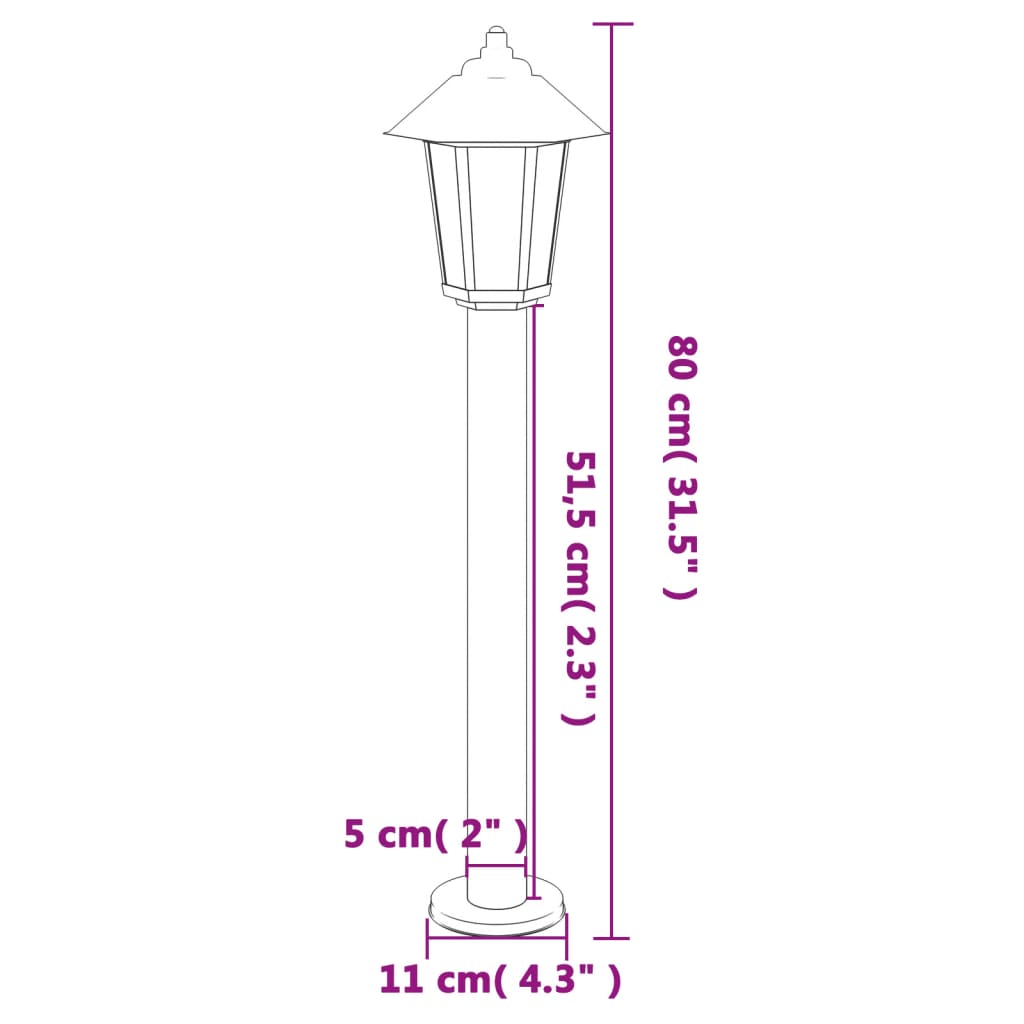 vidaXL Lampă exterioară de podea, argintiu, 80 cm, oțel inoxidabil vidaXL Lampă exterioară de podea, argintiu, 80 cm, oțel inoxidabil