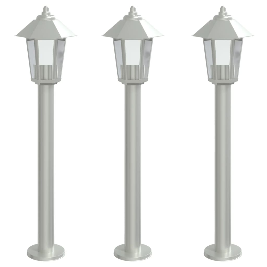 vidaXL Lămpi exterioare de podea 3 buc argintiu 80 cm oțel inoxidabil vidaXL Lămpi exterioare de podea 3 buc argintiu 80 cm oțel inoxidabil