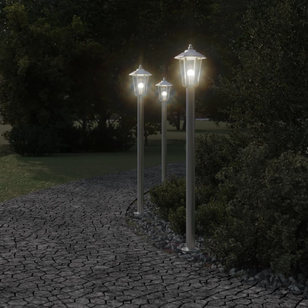 vidaXL Lampă exterioară de podea, argintiu, 120 cm, oțel inoxidabil vidaXL Lampă exterioară de podea, argintiu, 120 cm, oțel inoxidabil