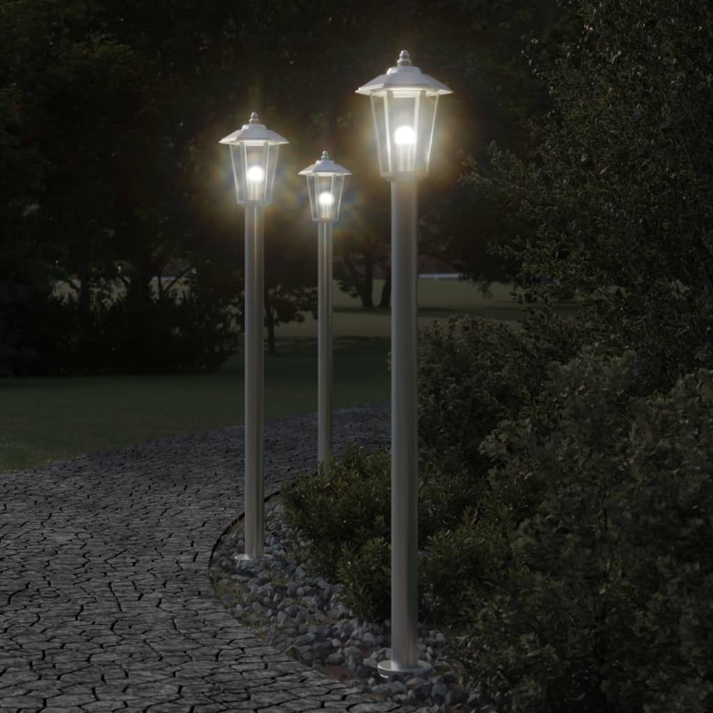 vidaXL Lampă exterioară de podea, argintiu, 120 cm, oțel inoxidabil vidaXL Lampă exterioară de podea, argintiu, 120 cm, oțel inoxidabil