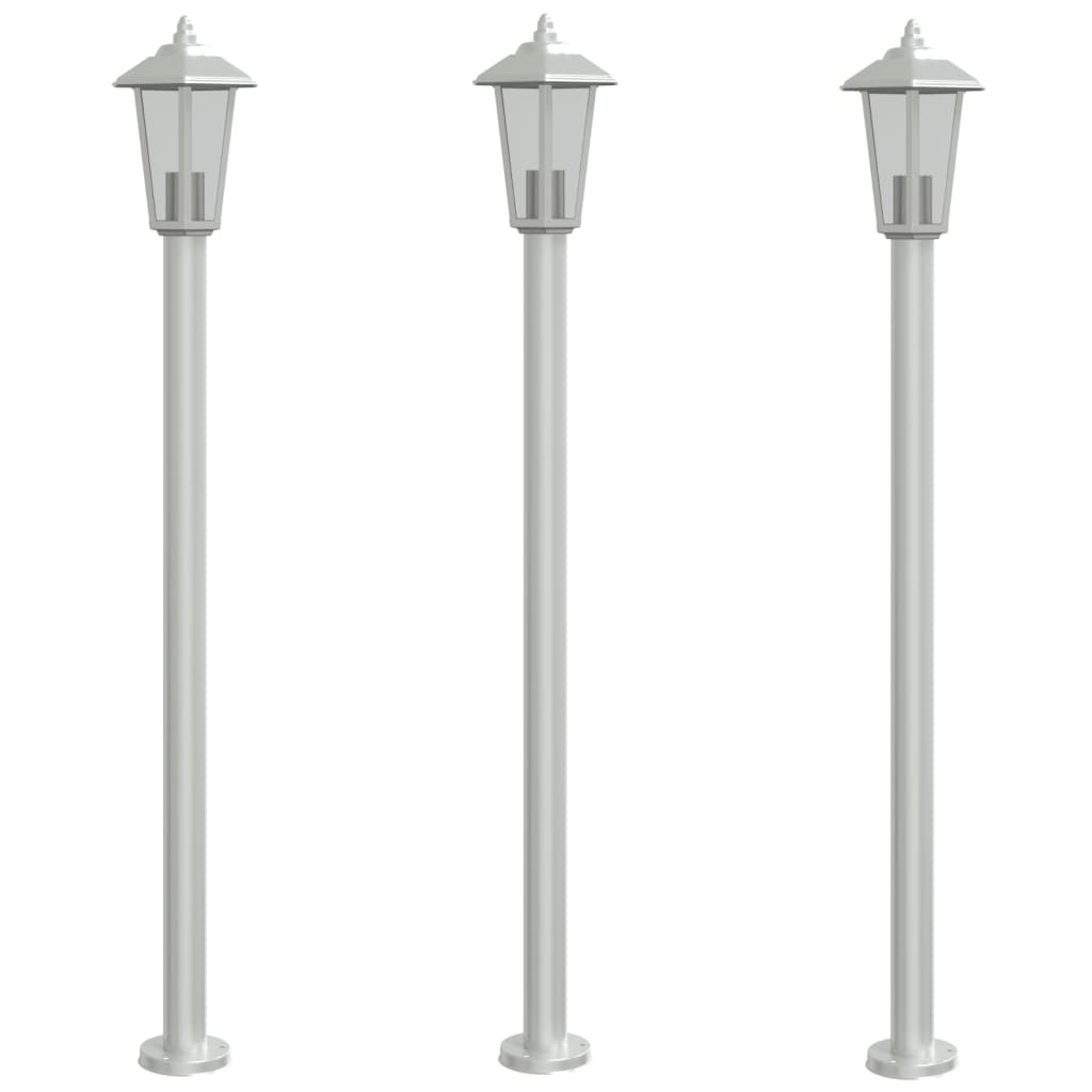 vidaXL Lămpi exterioare de podea 3 buc argintiu 120 cm oțel inoxidabil vidaXL Lămpi exterioare de podea 3 buc argintiu 120 cm oțel inoxidabil
