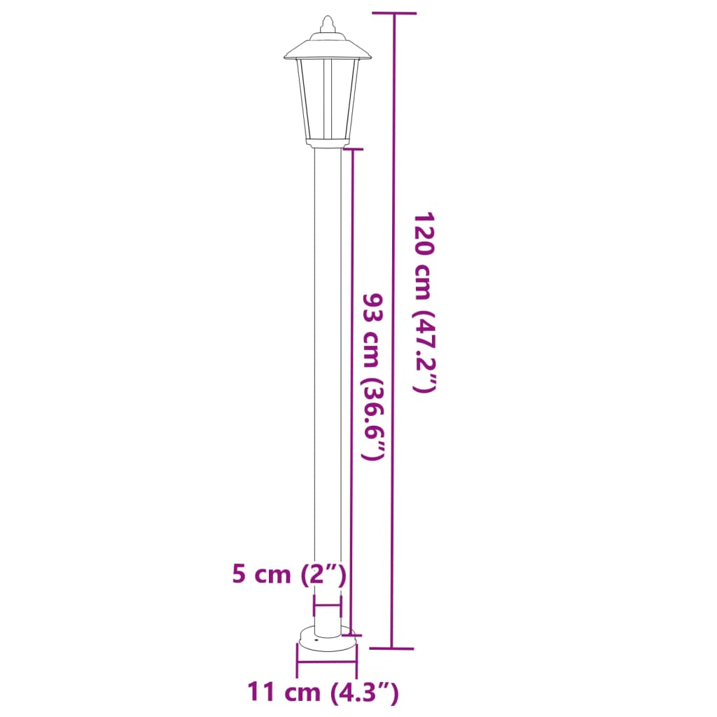 vidaXL Lămpi exterioare de podea 3 buc argintiu 120 cm oțel inoxidabil vidaXL Lămpi exterioare de podea 3 buc argintiu 120 cm oțel inoxidabil