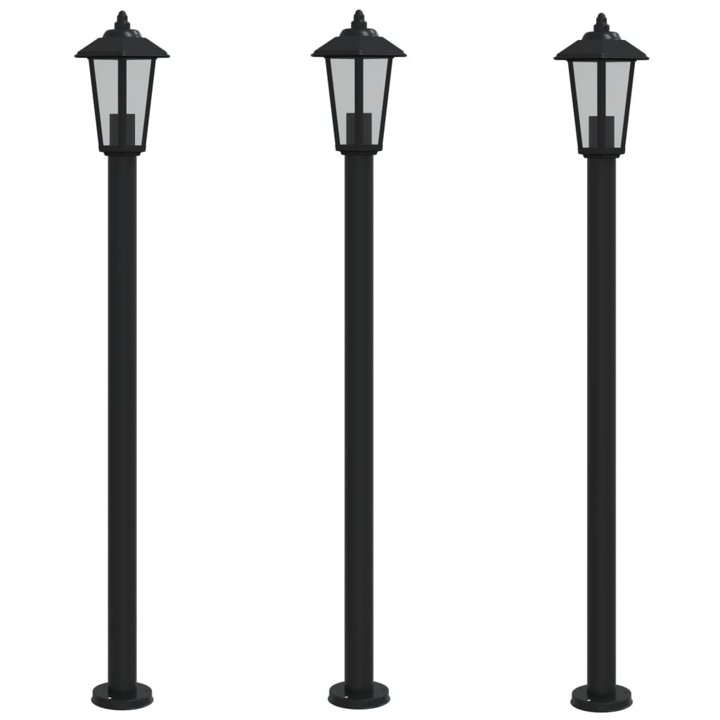 vidaXL Lămpi de podea de exterior 3 buc. negru 120 cm oțel inoxidabil vidaXL Lămpi de podea de exterior 3 buc. negru 120 cm oțel inoxidabil