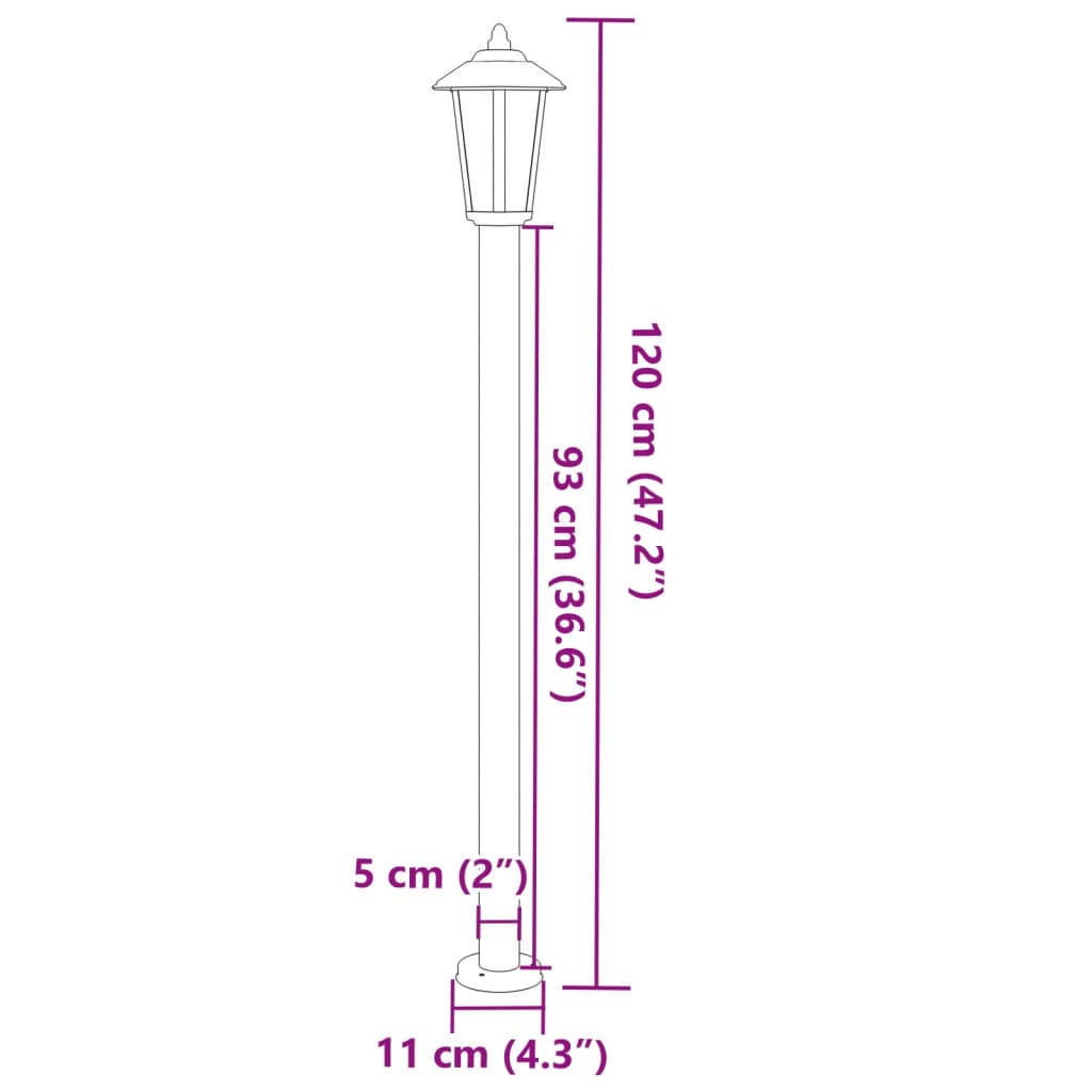 vidaXL Lămpi de podea de exterior 3 buc. negru 120 cm oțel inoxidabil vidaXL Lămpi de podea de exterior 3 buc. negru 120 cm oțel inoxidabil