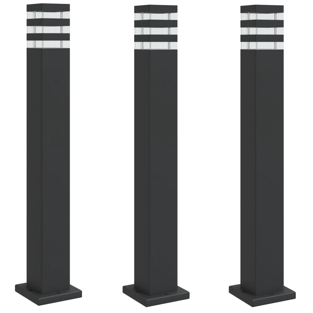 vidaXL Lămpi de podea de exterior, 3 buc., negru, 80 cm, aluminiu vidaXL Lămpi de podea de exterior, 3 buc., negru, 80 cm, aluminiu
