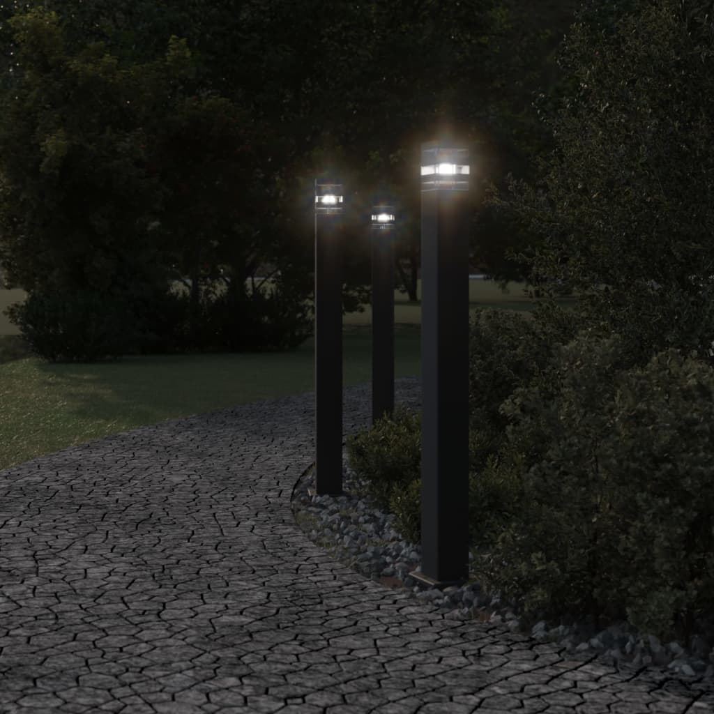 vidaXL Lampă de podea de exterior, negru, 110 cm, aluminiu vidaXL Lampă de podea de exterior, negru, 110 cm, aluminiu