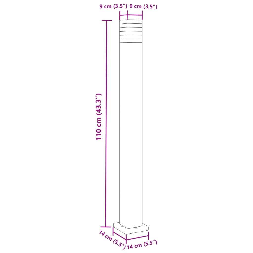 vidaXL Lampă de podea de exterior, negru, 110 cm, aluminiu vidaXL Lampă de podea de exterior, negru, 110 cm, aluminiu