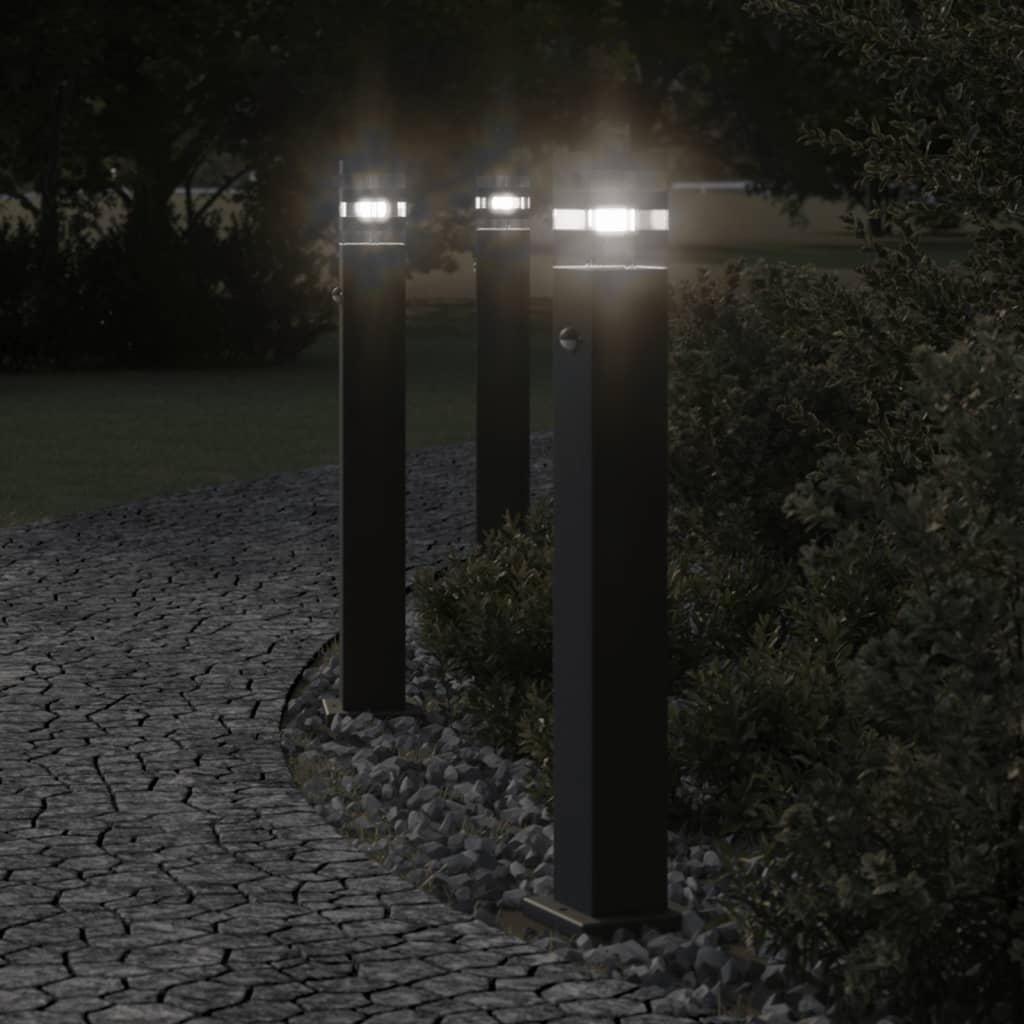 vidaXL Lampă exterioară de podea cu senzor, negru, 80 cm, aluminiu vidaXL Lampă exterioară de podea cu senzor, negru, 80 cm, aluminiu