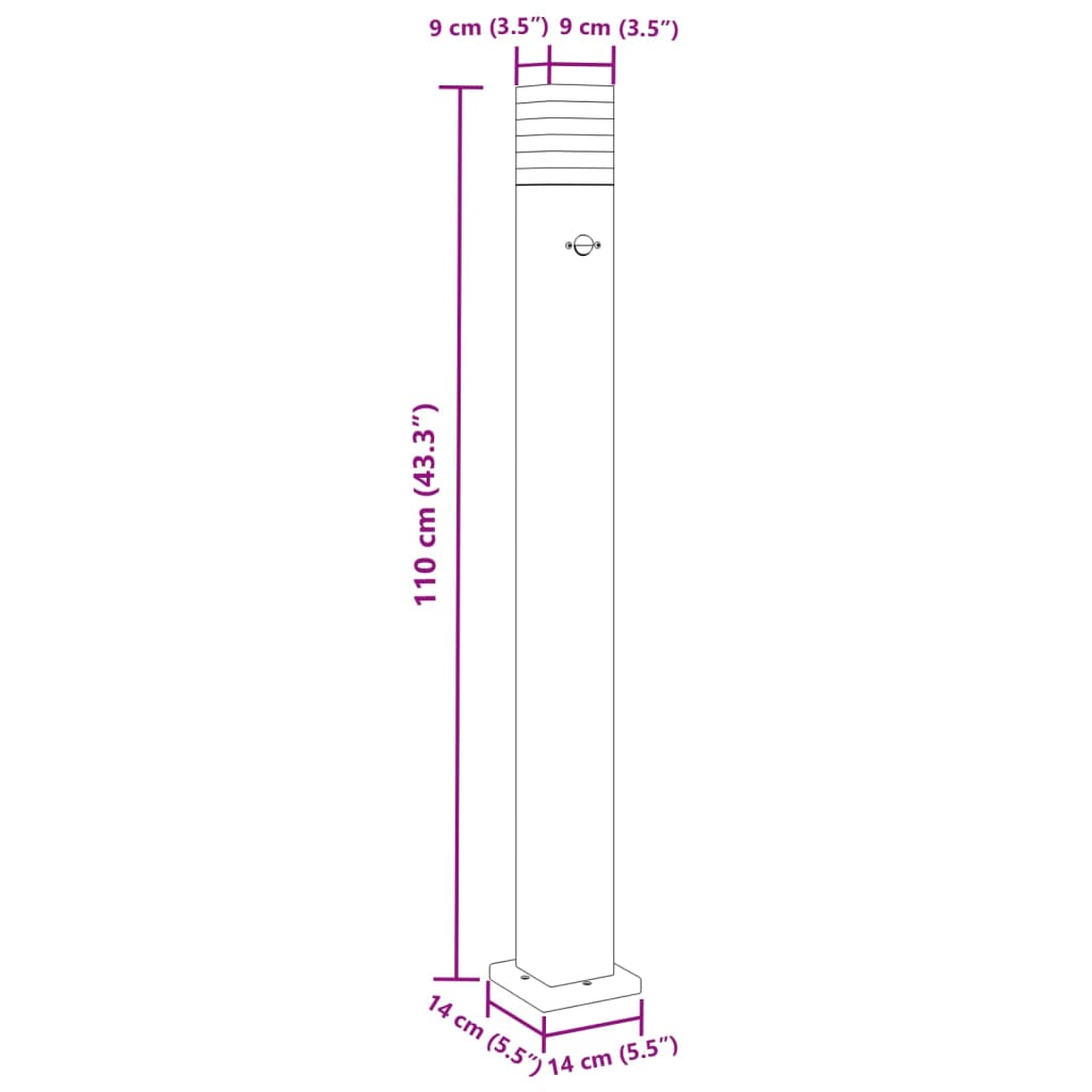 vidaXL Lampă exterioară de podea cu senzor, negru, 110 cm, aluminiu vidaXL Lampă exterioară de podea cu senzor, negru, 110 cm, aluminiu