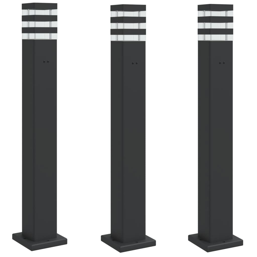 vidaXL Lămpi exterioare de podea cu priză, 3 buc. negru 80 cm aluminiu vidaXL Lămpi exterioare de podea cu priză, 3 buc. negru 80 cm aluminiu