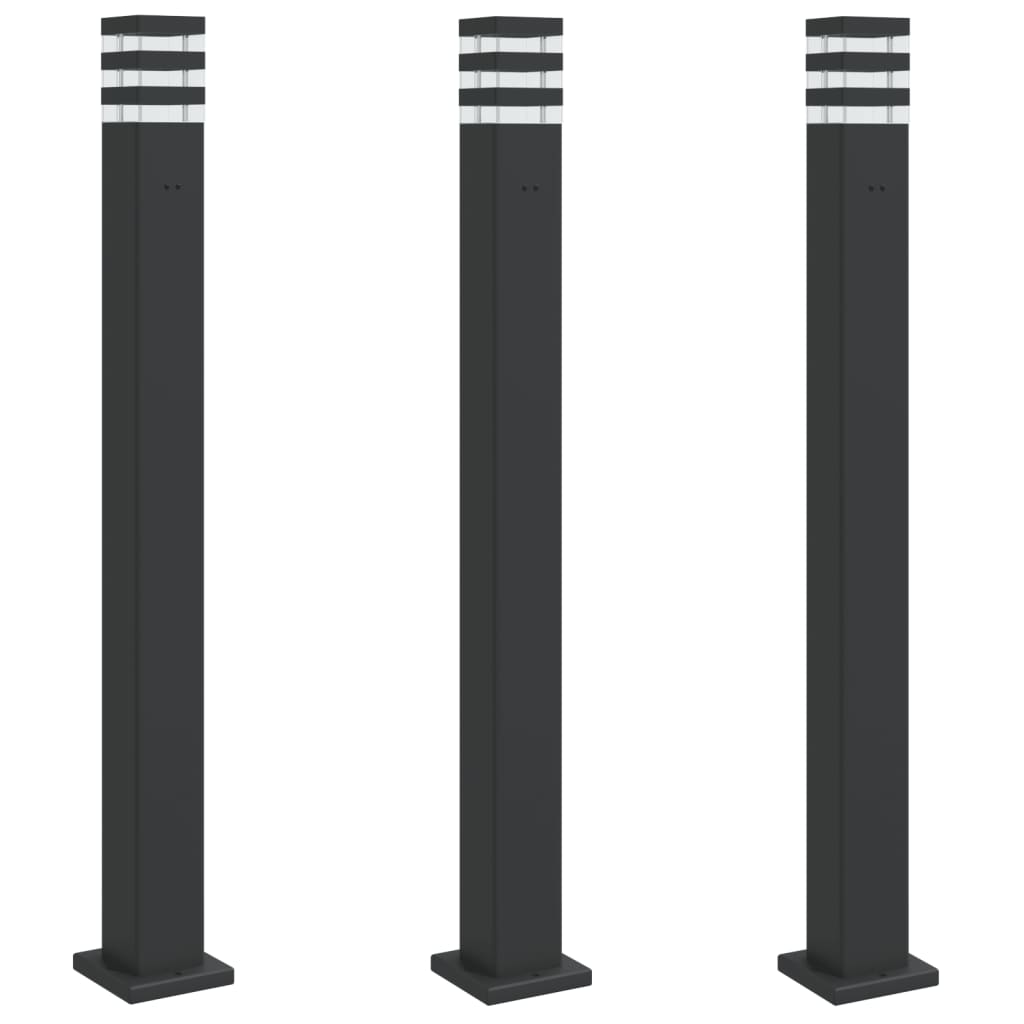vidaXL Lămpi exterioare de podea cu priză 3 buc. negru 110 cm aluminiu vidaXL Lămpi exterioare de podea cu priză 3 buc. negru 110 cm aluminiu
