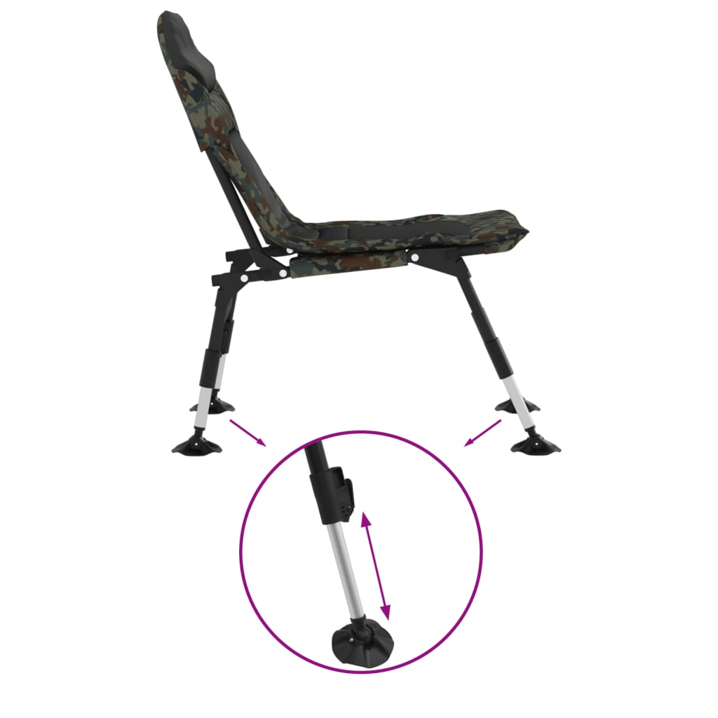 vidaXL Scaun de pescuit cu picioare reglabile pliabil camuflaj vidaXL Scaun de pescuit cu picioare reglabile pliabil camuflaj