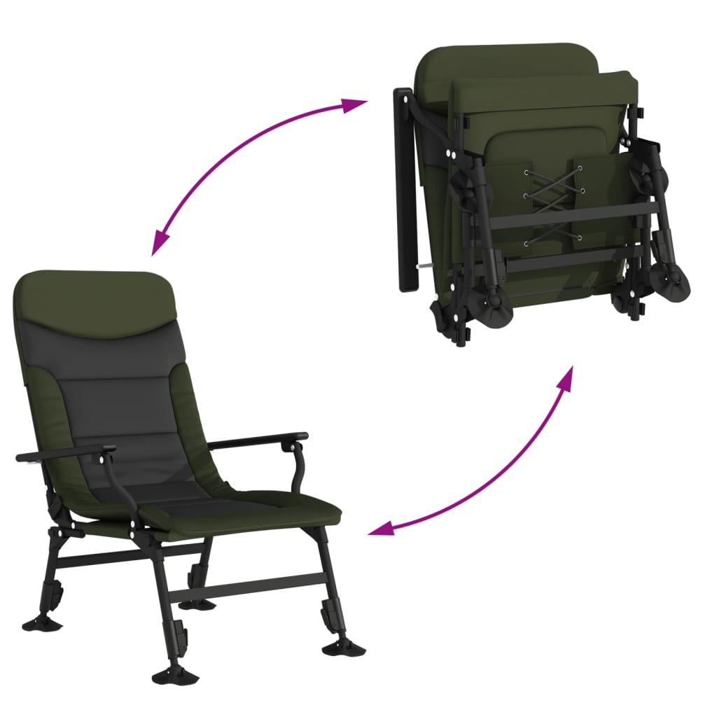 vidaXL Scaun de pescuit cu cotieră, pliabil, verde vidaXL Scaun de pescuit cu cotieră, pliabil, verde