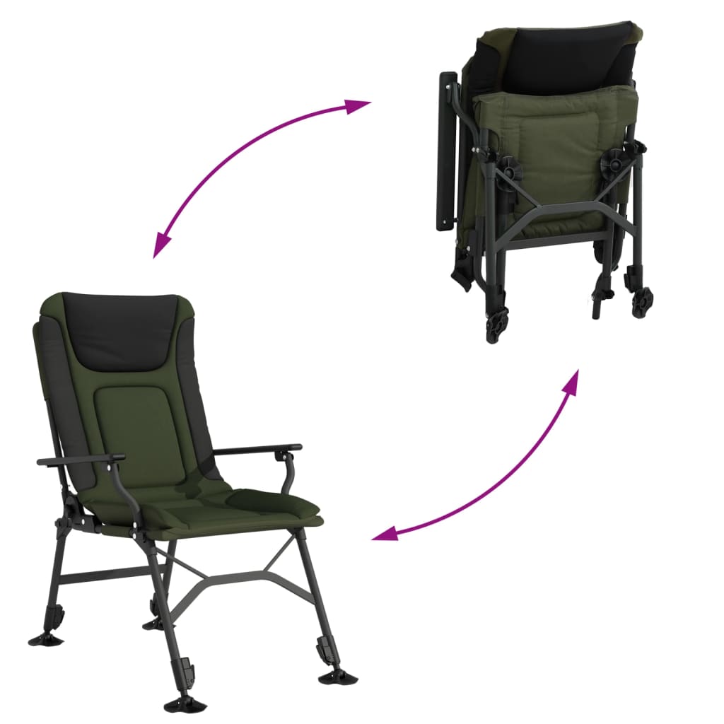vidaXL Scaun de pescuit cu cotieră, pliabil, verde vidaXL Scaun de pescuit cu cotieră, pliabil, verde